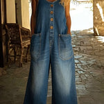Lenna – Macacão em denim de algodão vintage