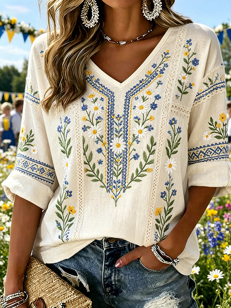 Été Brodé™ | Top bordado flores de verão