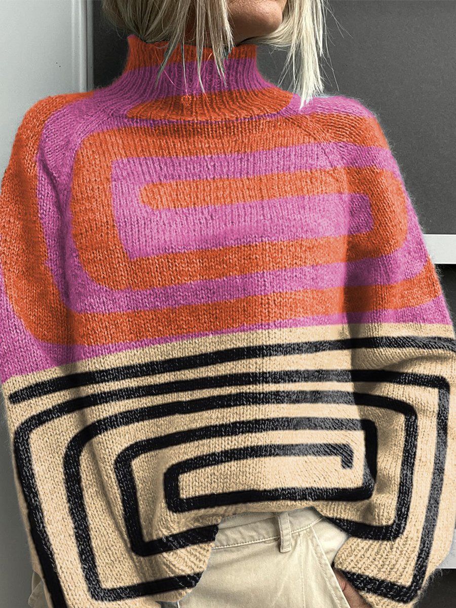 Noëlle | Pullover de gola alta colorido