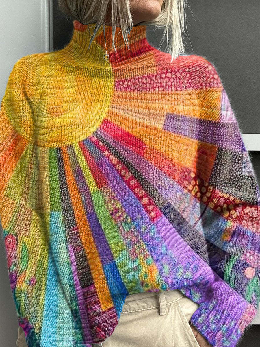Noëlle | Pullover de gola alta colorido