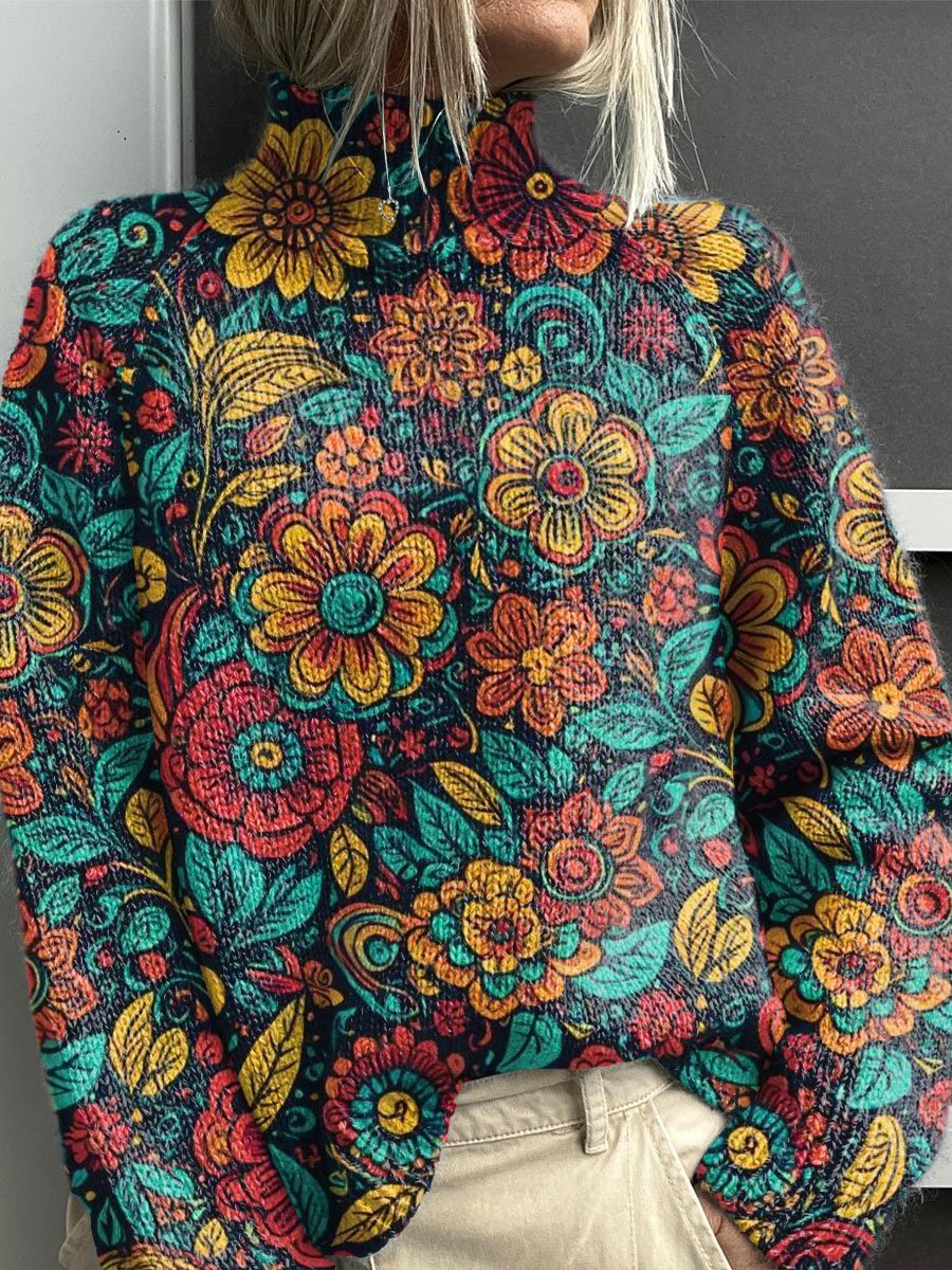 Noëlle | Pullover de gola alta colorido