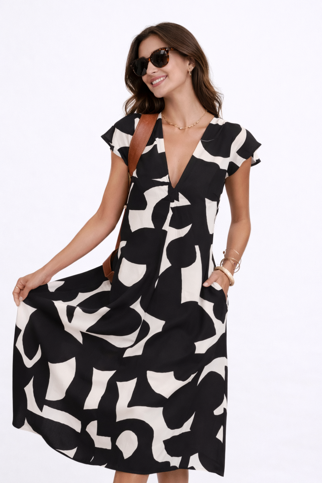 Camelia | Vestido midi fluido com estampado vibrante