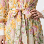 Delphine | Vestido maxi fluido de mangas longas e flores