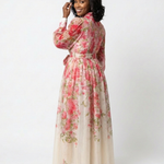 Delphine | Vestido maxi fluido de mangas longas e flores