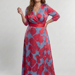 Marie | Vestido maxi com flores e mangas três-quartos
