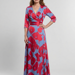 Marie | Vestido maxi com flores e mangas três-quartos