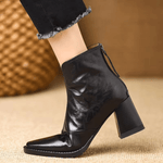 Clara | Botins de Salto Bloco com Fecho Frontal - 5