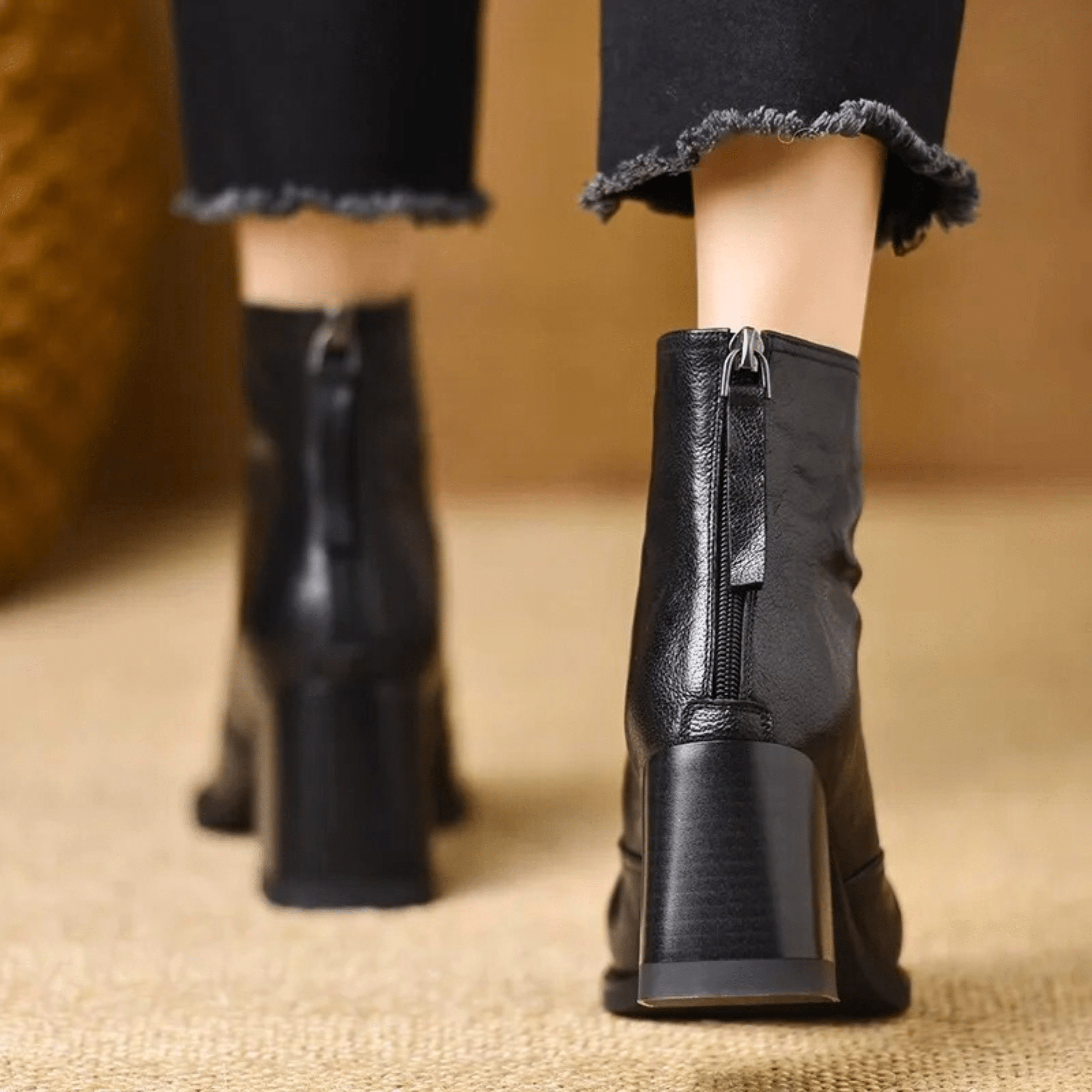 Clara | Botins de Salto Bloco com Fecho Frontal - 7