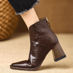 Clara | Botins de Salto Bloco com Fecho Frontal - 8